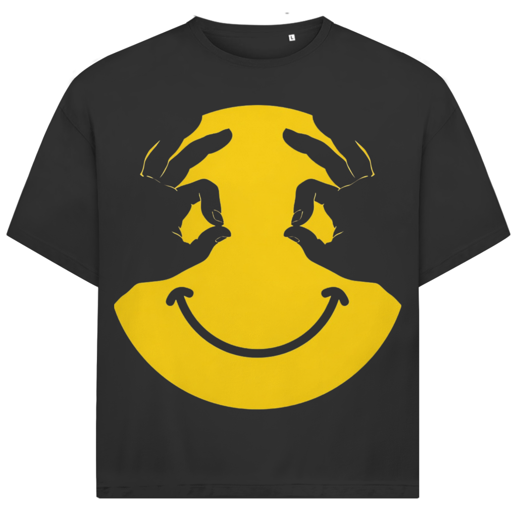 Jack &amp; Jones Oversize Guck Guck Smiley Hände Als Augen Herren T-Shirt Black