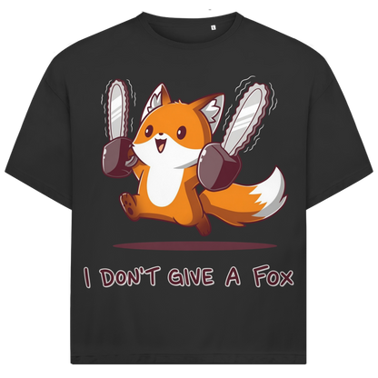 Jack &amp; Jones Oversize I Dont Give A Fox Fuchs Mit Kettensägen Herren Shirt Black