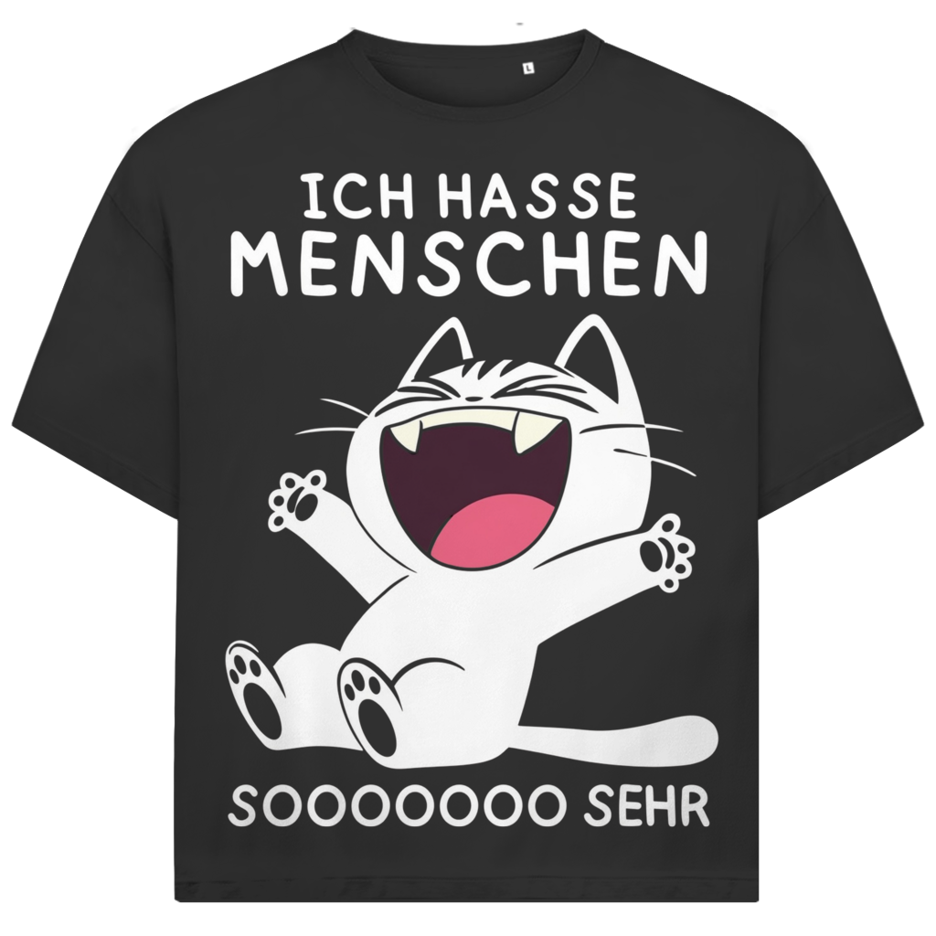 Jack and Jones Ich hasse Menschen sooo sehr süßes Katzen Herren T-Shirt Black