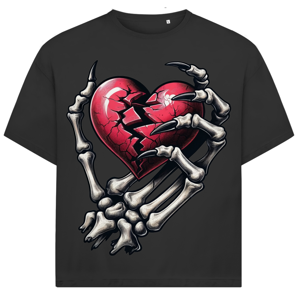 Jack and Jones Knochenhand gebrochenes Herz Herren T-Shirt Black