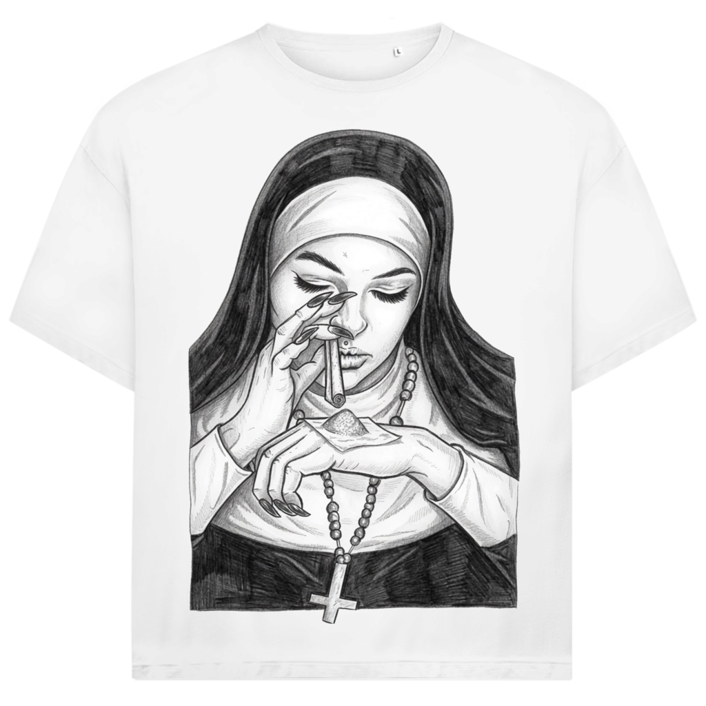 Jack and Jones Oversize Sündige Nonne Herren T-Shirt White