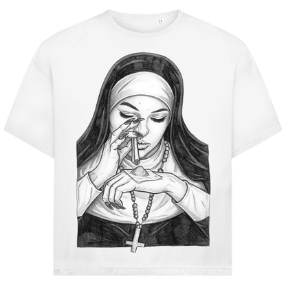 Jack and Jones Oversize Sündige Nonne Herren T-Shirt White