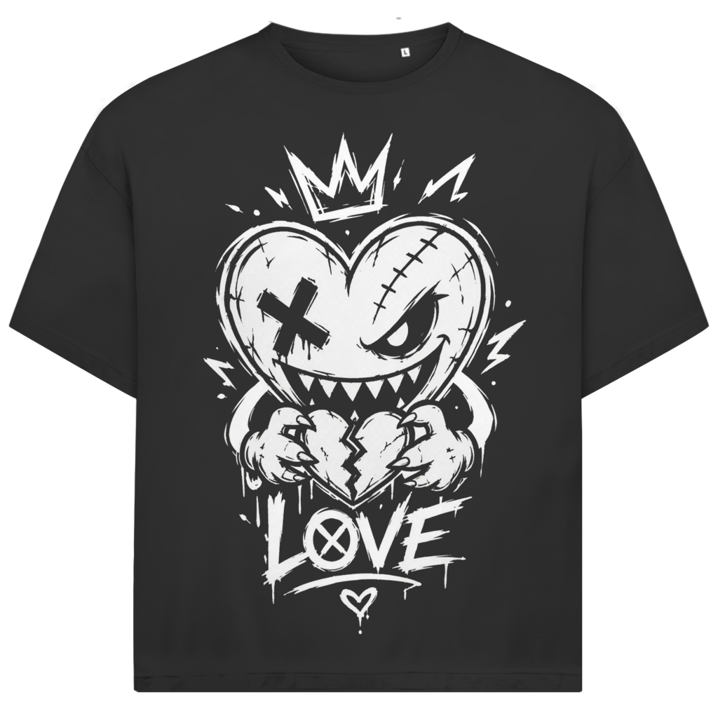 Jack and Jones Love Hurts Evil Heart Crown Herren T-Shirt Black