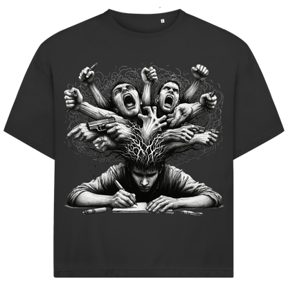 Jack and Jones Mental Overload Schreibender Mann Kopfchaos Herren T-Shirt Black
