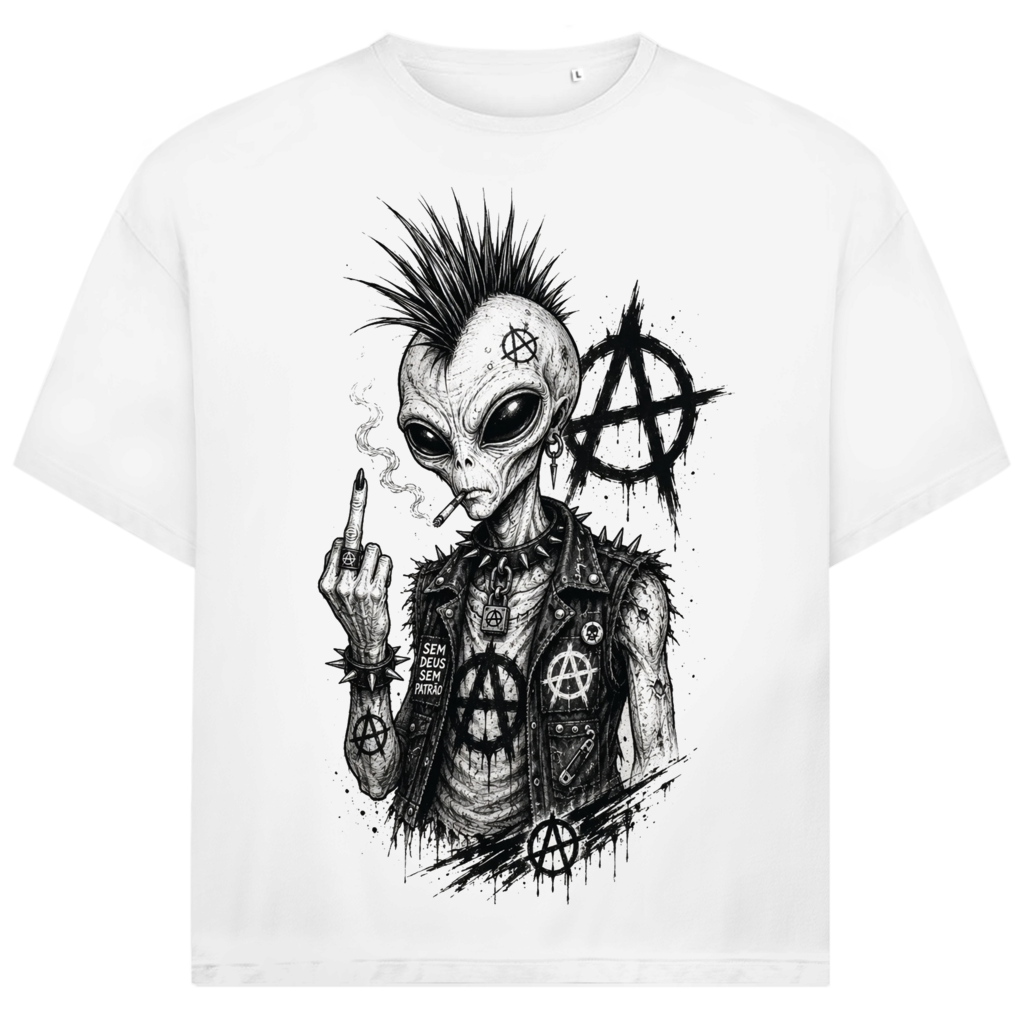 Jack and Jones Punk Alien Anarchy Mittelfinger Herren T-Shirt White