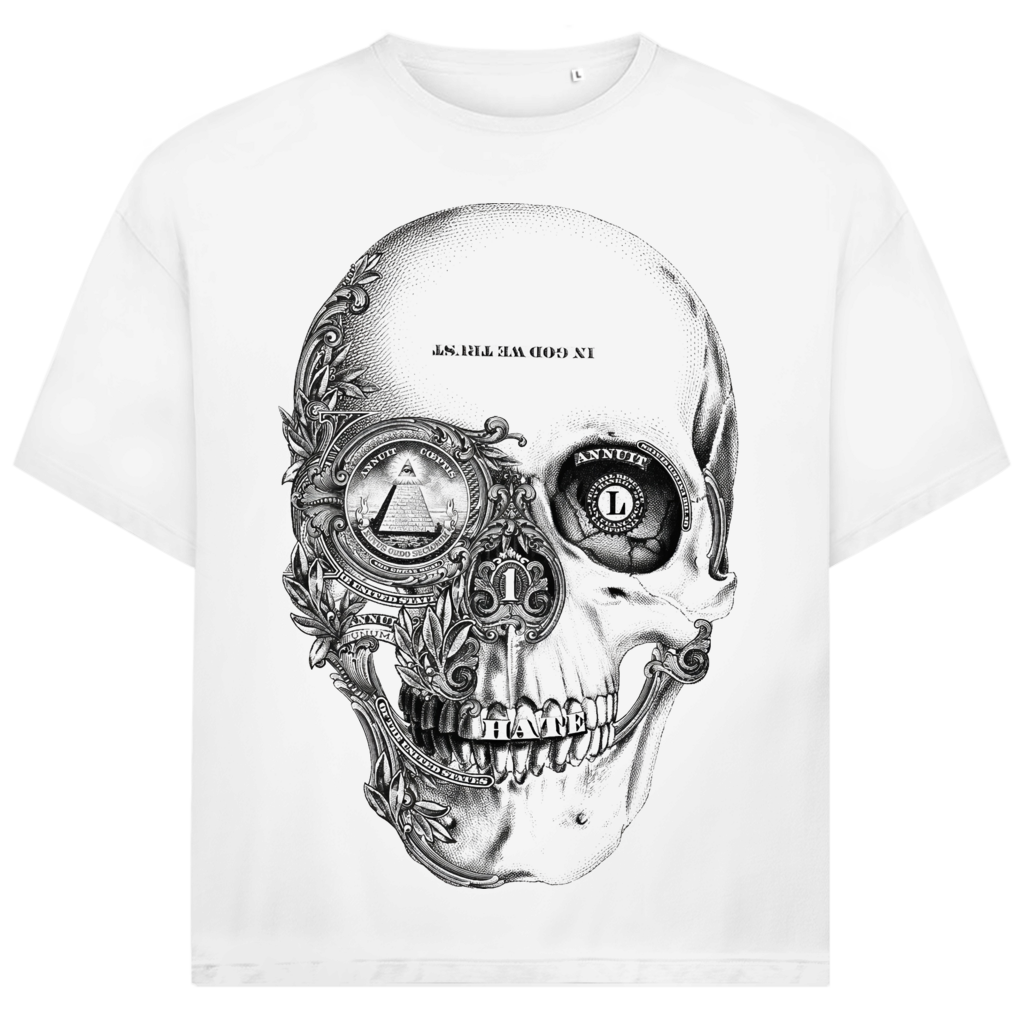 Jack and Jones Dollar Totenkopf Hate Oversized Herren T-Shirt
