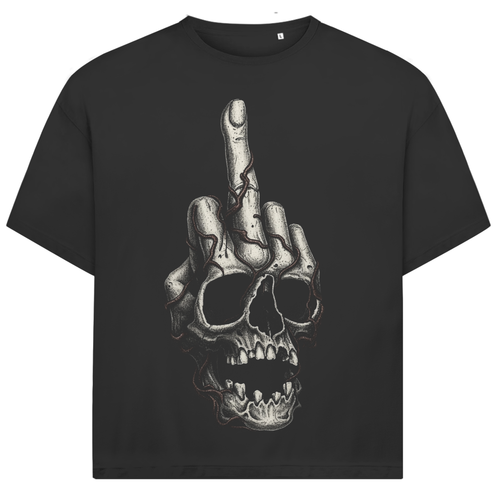 Jack and Jones Fuck You Mittelfinger Totenkopf Oversize Herren T-Shirt
