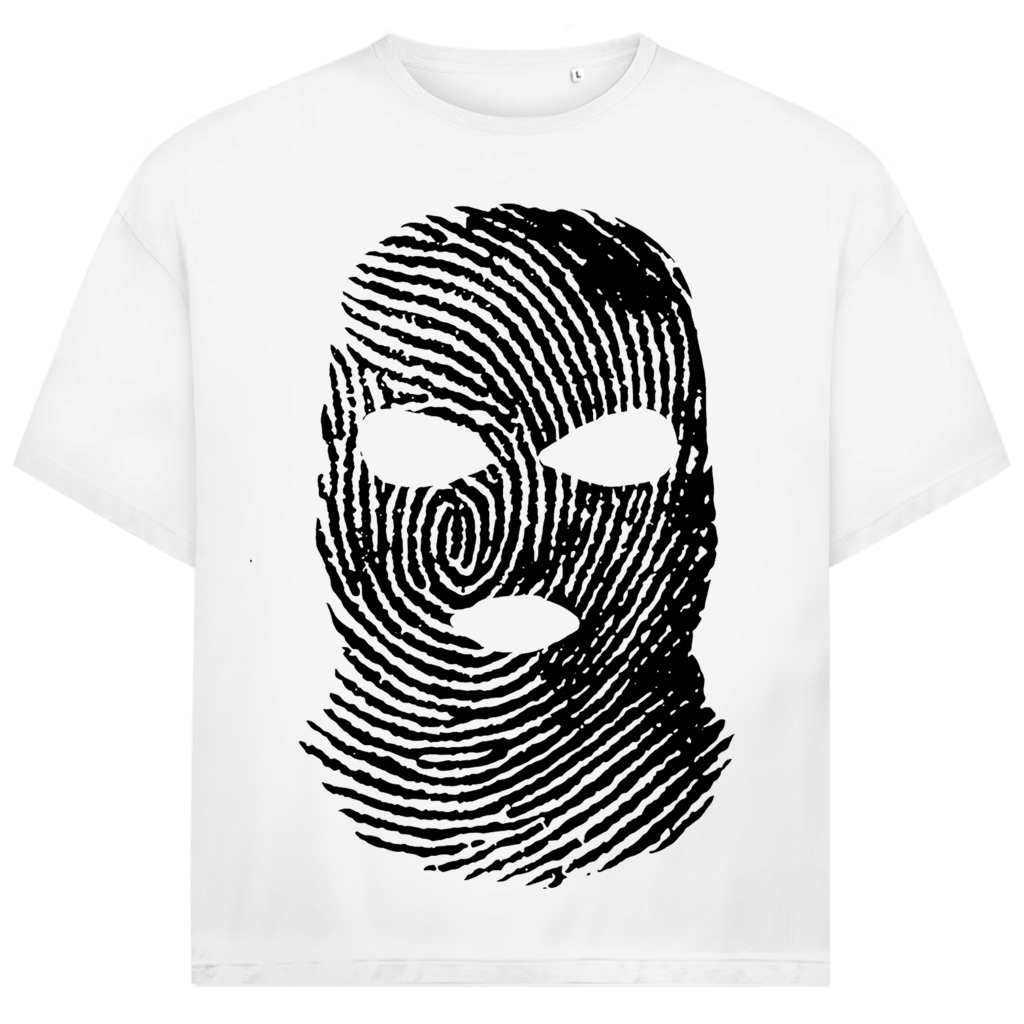 Jack and Jones Hidden Identity Fingerprint Mask Oversized Herren T-Shirt White