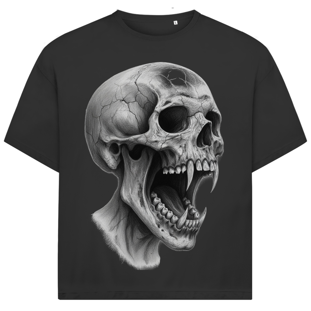 Jack and Jones Screaming Vampire Skull Fangs Oversized Herren T-Shirt
