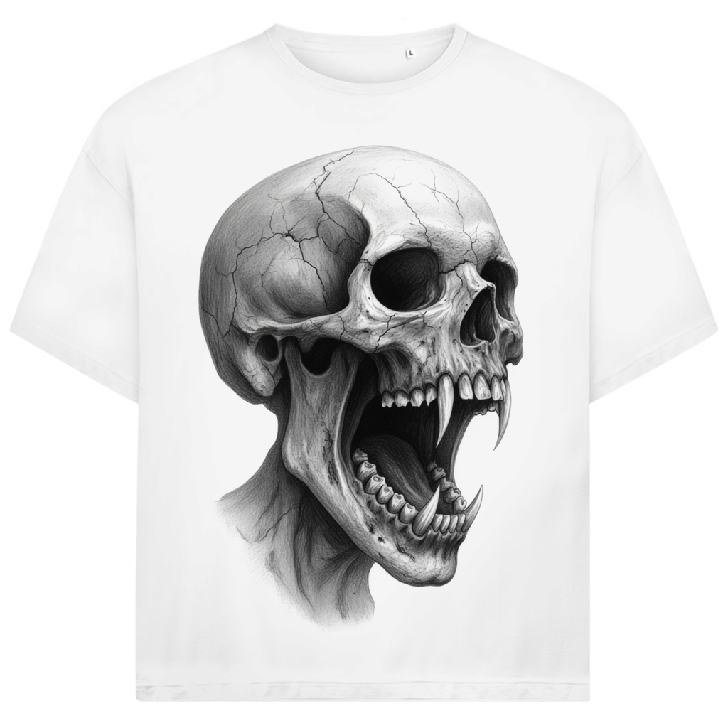 Jack and Jones Screaming Vampire Skull Fangs Oversized Herren T-Shirt