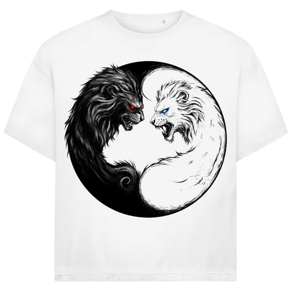 Jack and Jones Yin Yang Löwen Rote Blaue Augen Oversized Herren T-Shirt