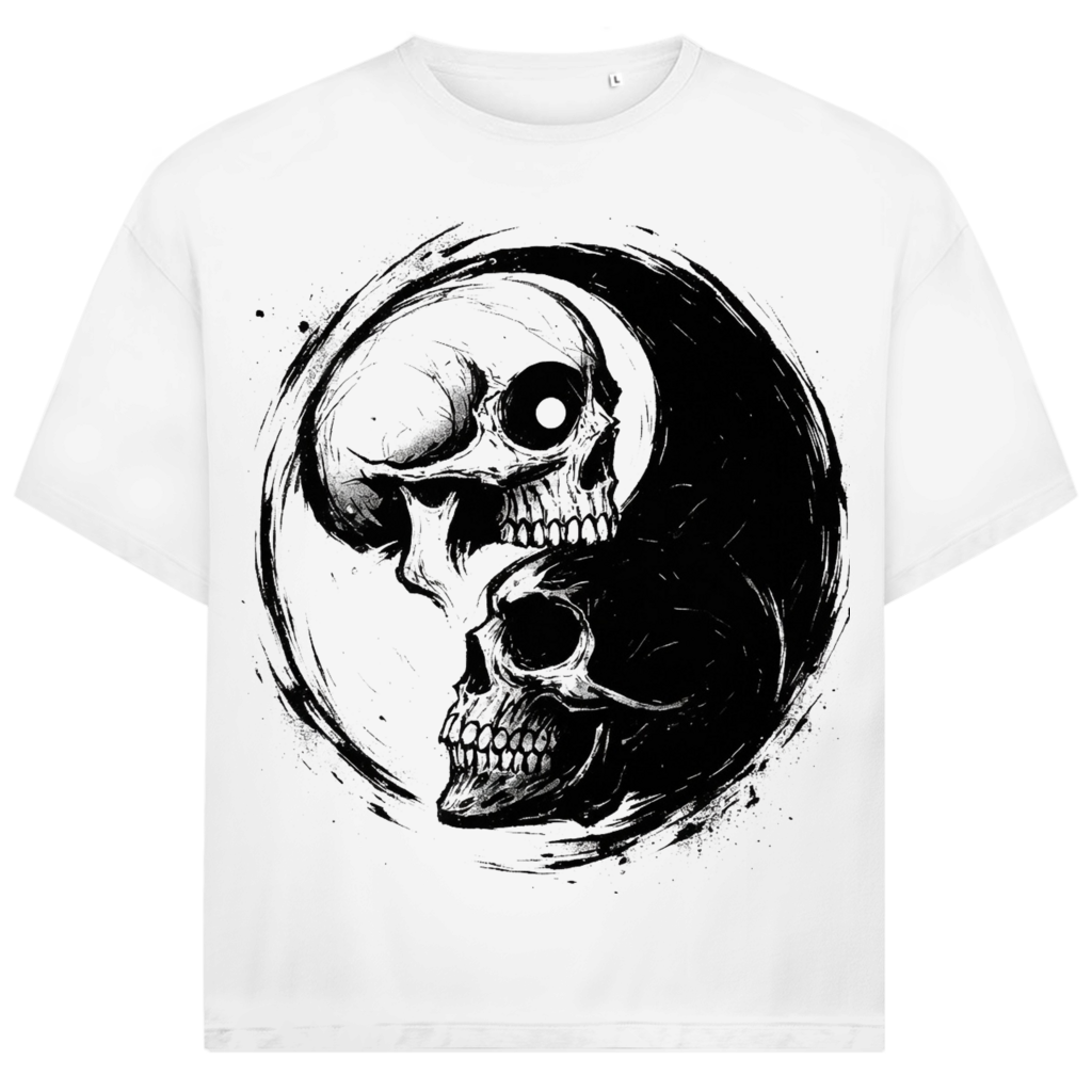 Jack and Jones Yin Yang Schädel Dualität Oversized Herren T-Shirt