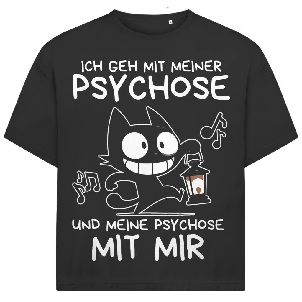 Jack and Jones Ich geh mit meiner Psychose Katze Oversized Herren T-Shirt