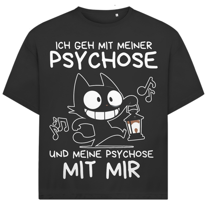 Jack and Jones Ich geh mit meiner Psychose Katze Oversized Herren T-Shirt
