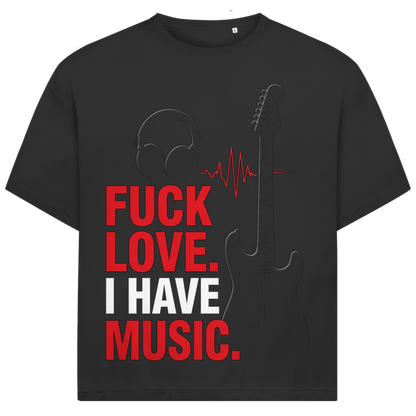 Jack &amp; Jones Herren T-Shirt Fuck Love I Have Music Gitarre Rock Oversized
