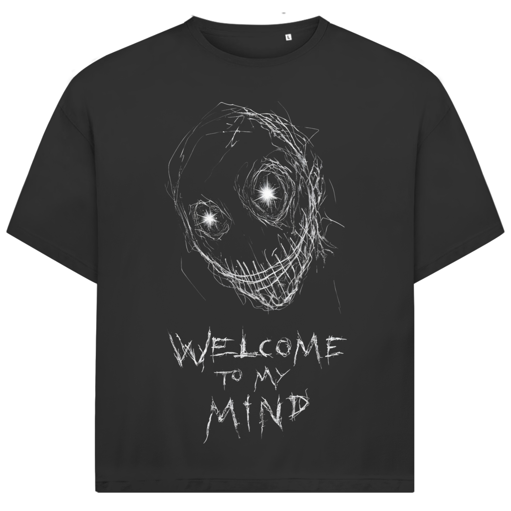 Jack &amp; Jones Herren T-Shirt Welcome To My Mind Skull Dark Oversized