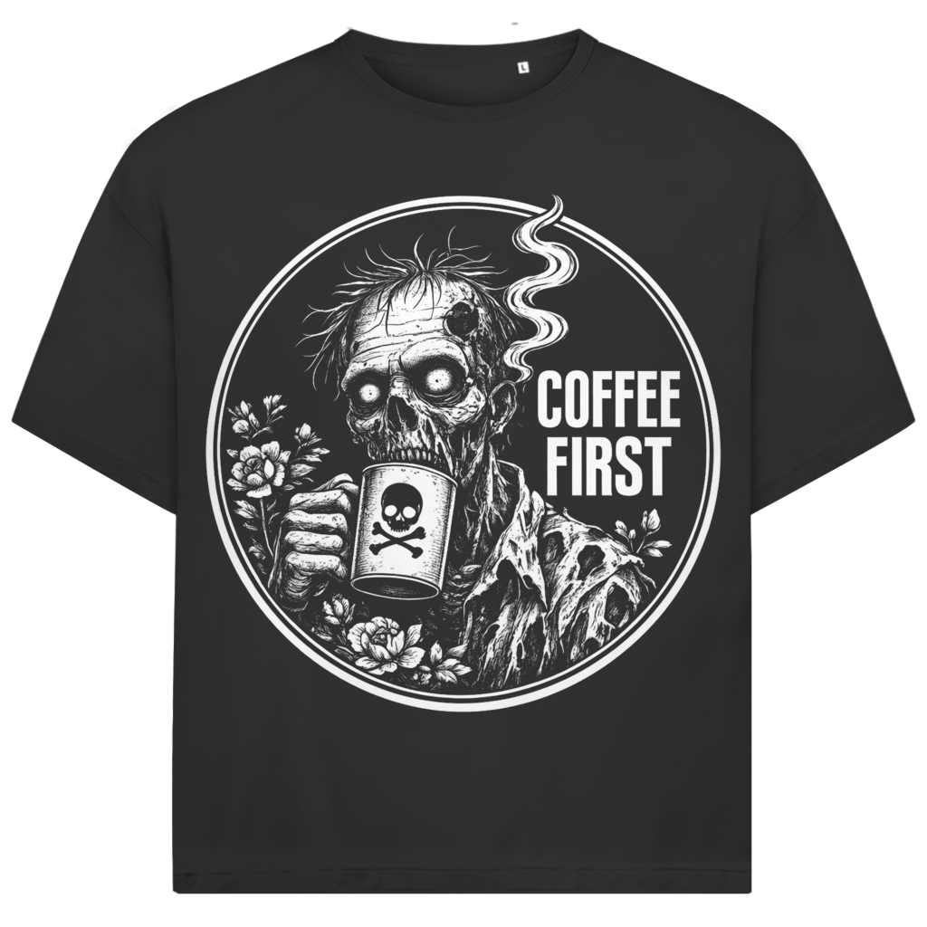 Jack &amp; Jones Herren T-Shirt Coffee First Zombie Kaffee Fun Oversized