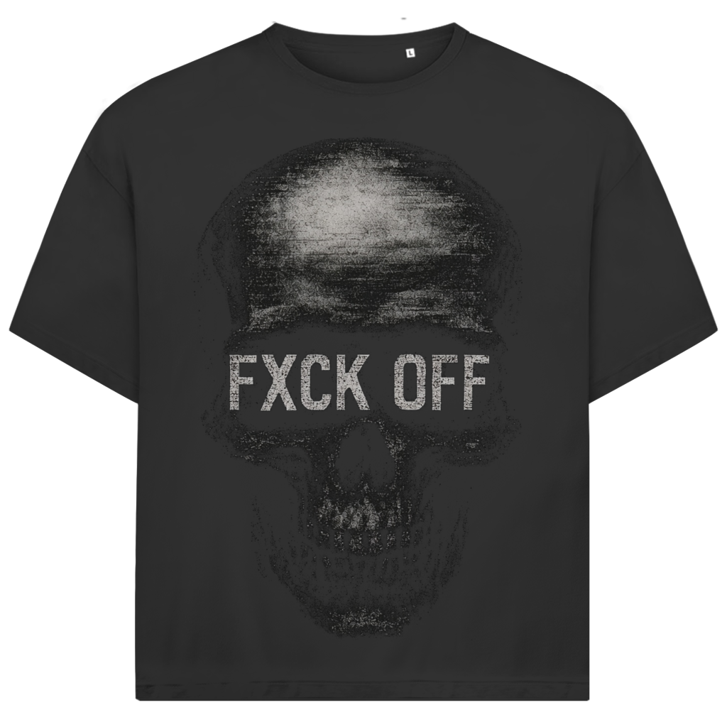 Jack &amp; Jones Herren T-Shirt Fxck Off Skull Totenkopf Dark Oversized Bio Black