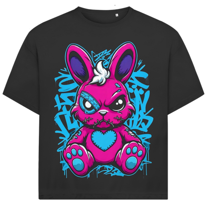 Jack &amp; Jones Herren T-Shirt Pink Graffiti Bunny Urban Art Oversized Bio