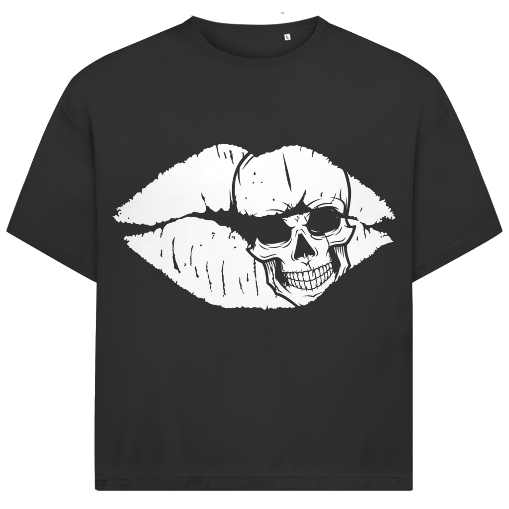 Jack &amp; Jones Herren T-Shirt Skull Kiss Totenkopf Tattoo Art Oversized