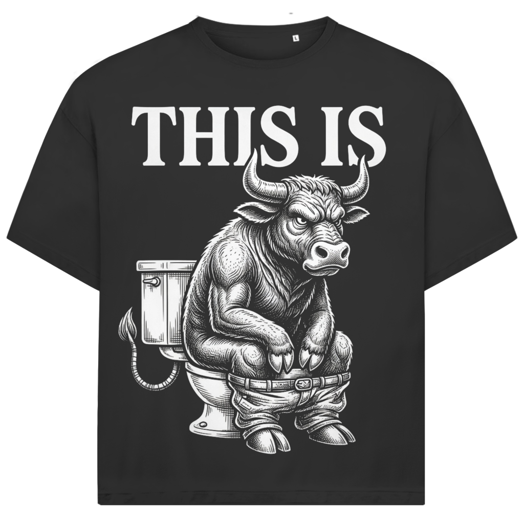Jack &amp; Jones Herren T-Shirt This Is Bullshit Stier Toilette Oversized