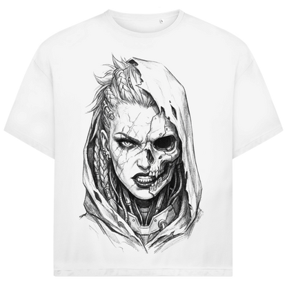 Jack &amp; Jones Herren T-Shirt Cyberpunk Skull Woman Dark Art Bio Oversized