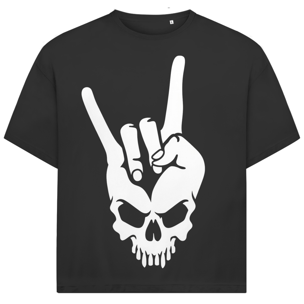 Jack &amp; Jones Herren T-Shirt Rock Hand Skull Totenkopf Metal Bio Oversized