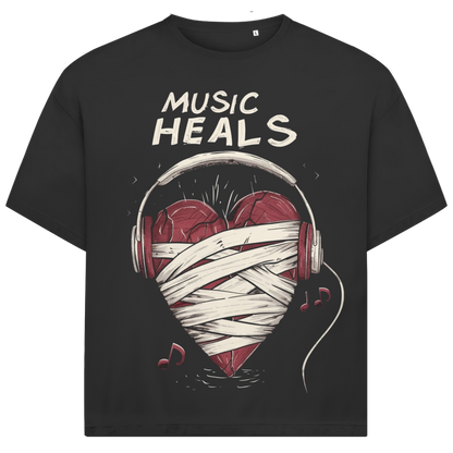 Jack &amp; Jones Herren T-Shirt Music Heals Herz Kopfhörer Musik Oversized