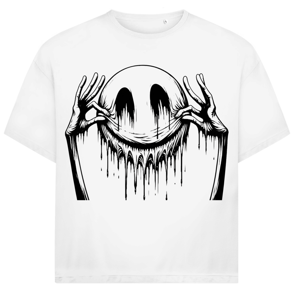 Jack &amp; Jones Herren T-Shirt Fake Smile Smiley Dark Art Ink Oversized
