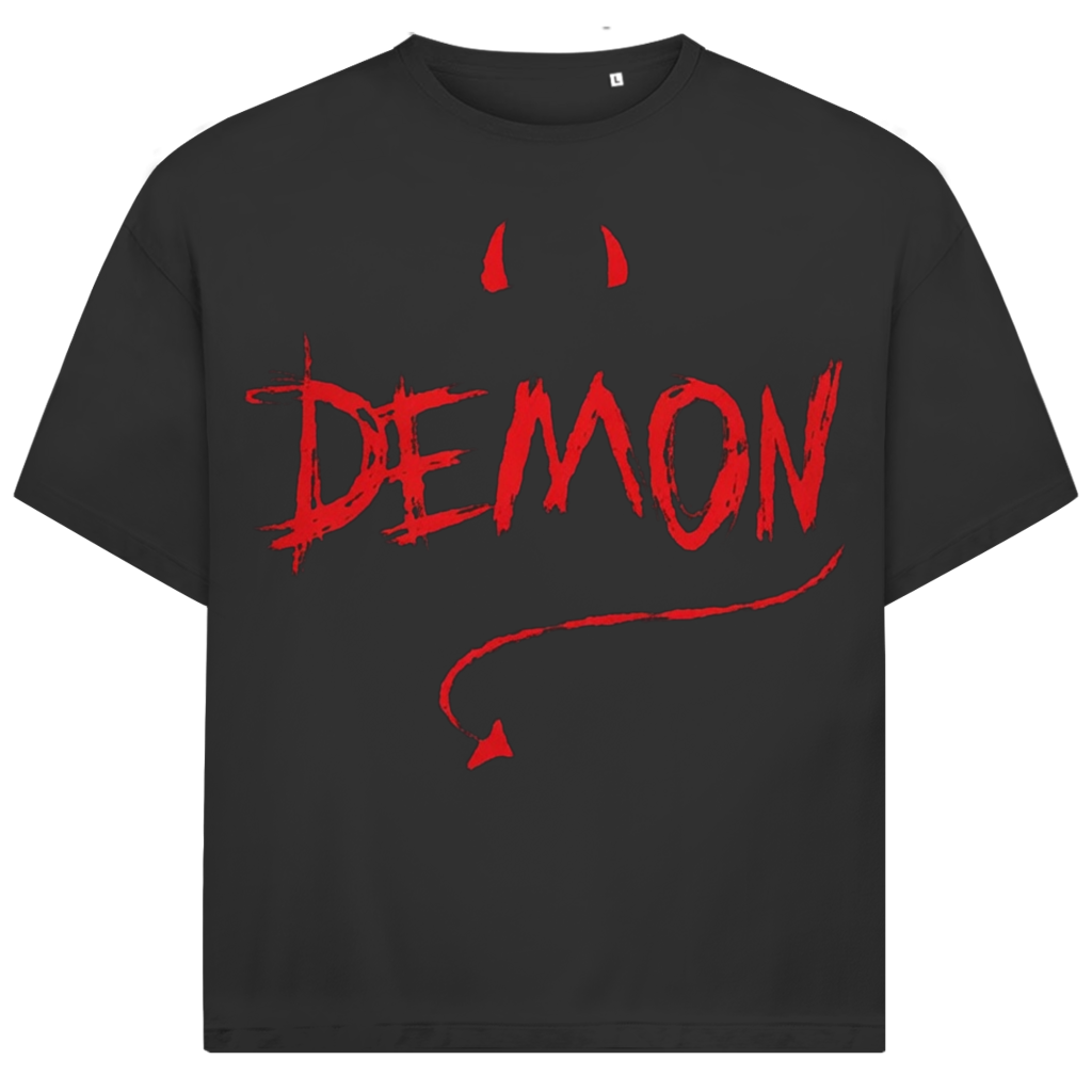 Jack &amp; Jones Herren T-Shirt Demon Teufel Hörner Spruch Fun Bio Oversized