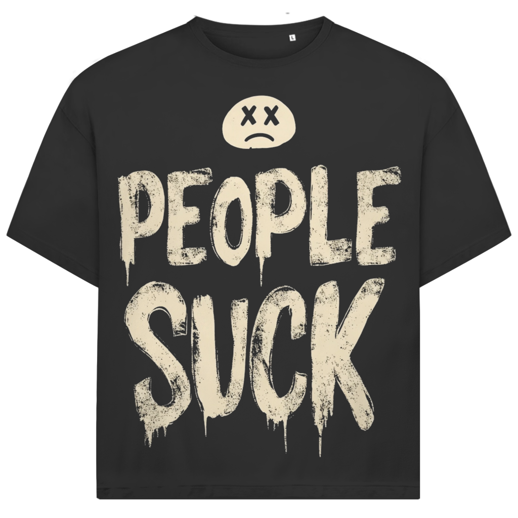Jack &amp; Jones Herren T-Shirt People Suck Smiley Grunge Drip Oversized
