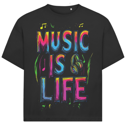 Jack &amp; Jones Herren T-Shirt Music Is Life Neon Graffiti Musik Oversized