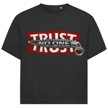 Jack &amp; Jones Herren T-Shirt Trust No One Reißverschluss Rot Oversized