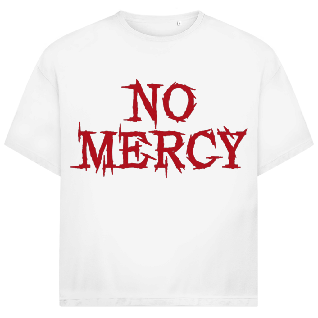 Jack &amp; Jones Herren T-Shirt No Mercy Horror Schrift Rot Metal Oversized