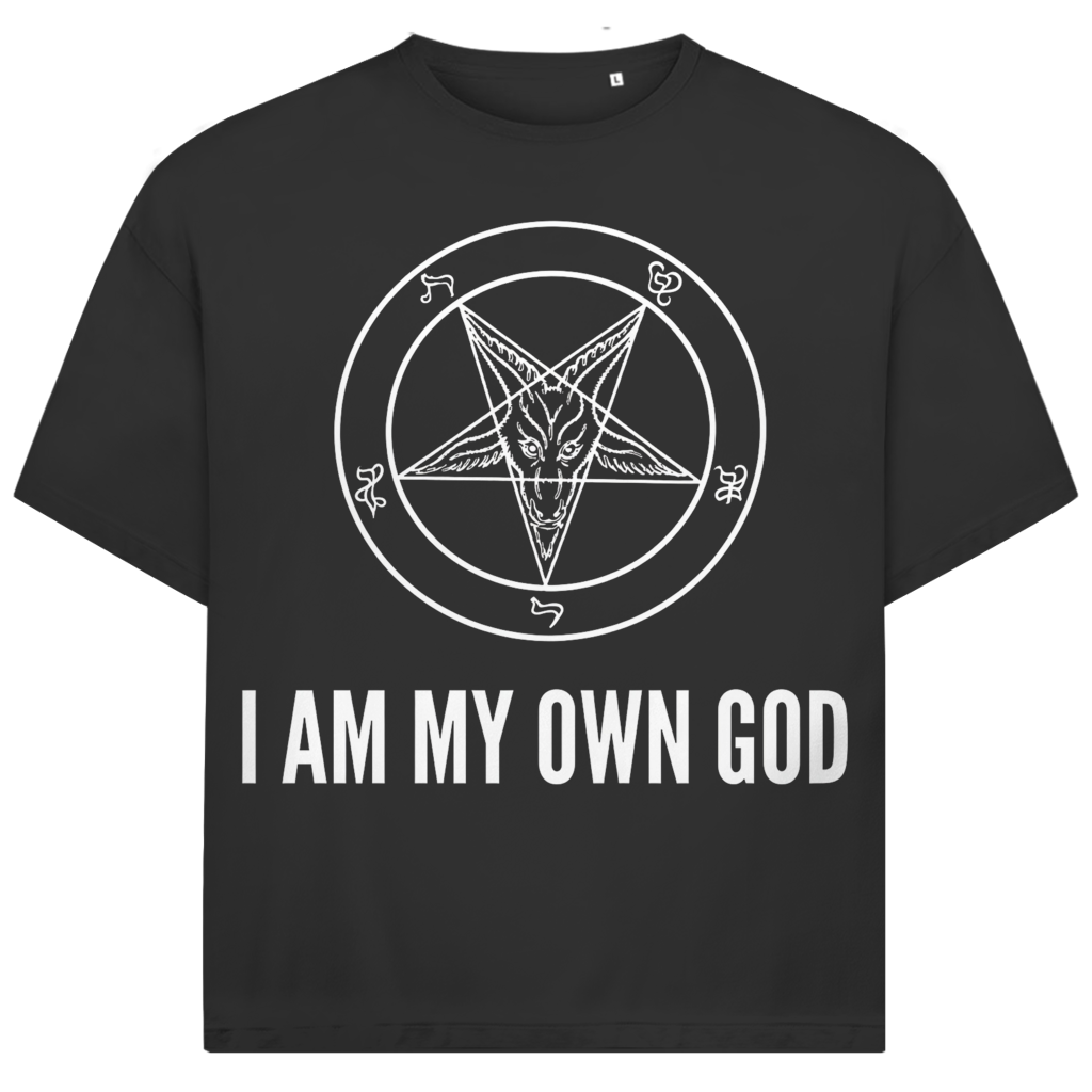 Jack &amp; Jones Herren T-Shirt I Am My Own God Pentagram Occult Oversized