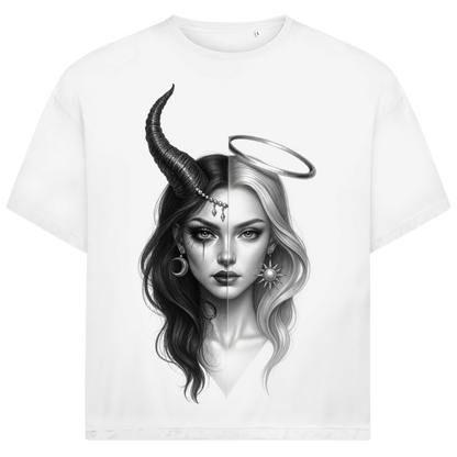 Jack &amp; Jones Herren T-Shirt Engel Teufel Dualität Portrait Art Oversized