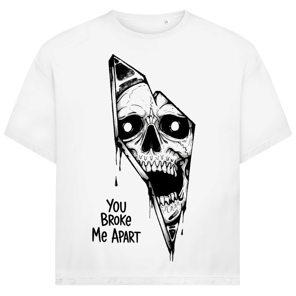 Jack &amp; Jones Herren T-Shirt You Broke Me Apart Skull Dark Art Oversized