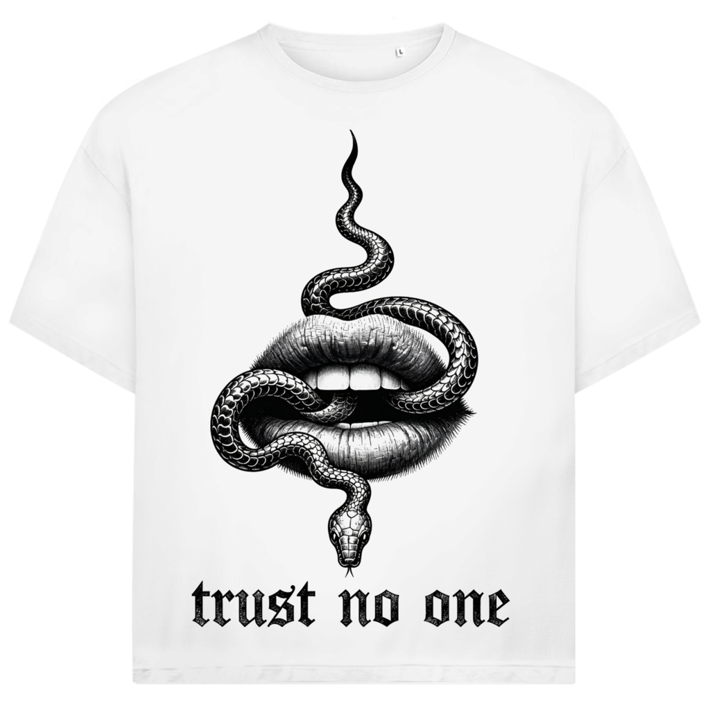 Jack &amp; Jones Herren T-Shirt Trust No One Snake Lips Tattoo Oversized
