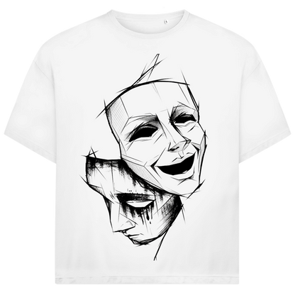 Jack &amp; Jones Herren T-Shirt Masken Lachen Weinen Dualität Art Oversized
