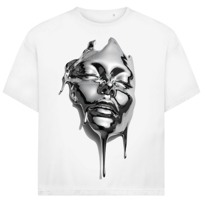 Jack &amp; Jones Herren T-Shirt Chrome Face Liquid Metal Drip Art Oversized