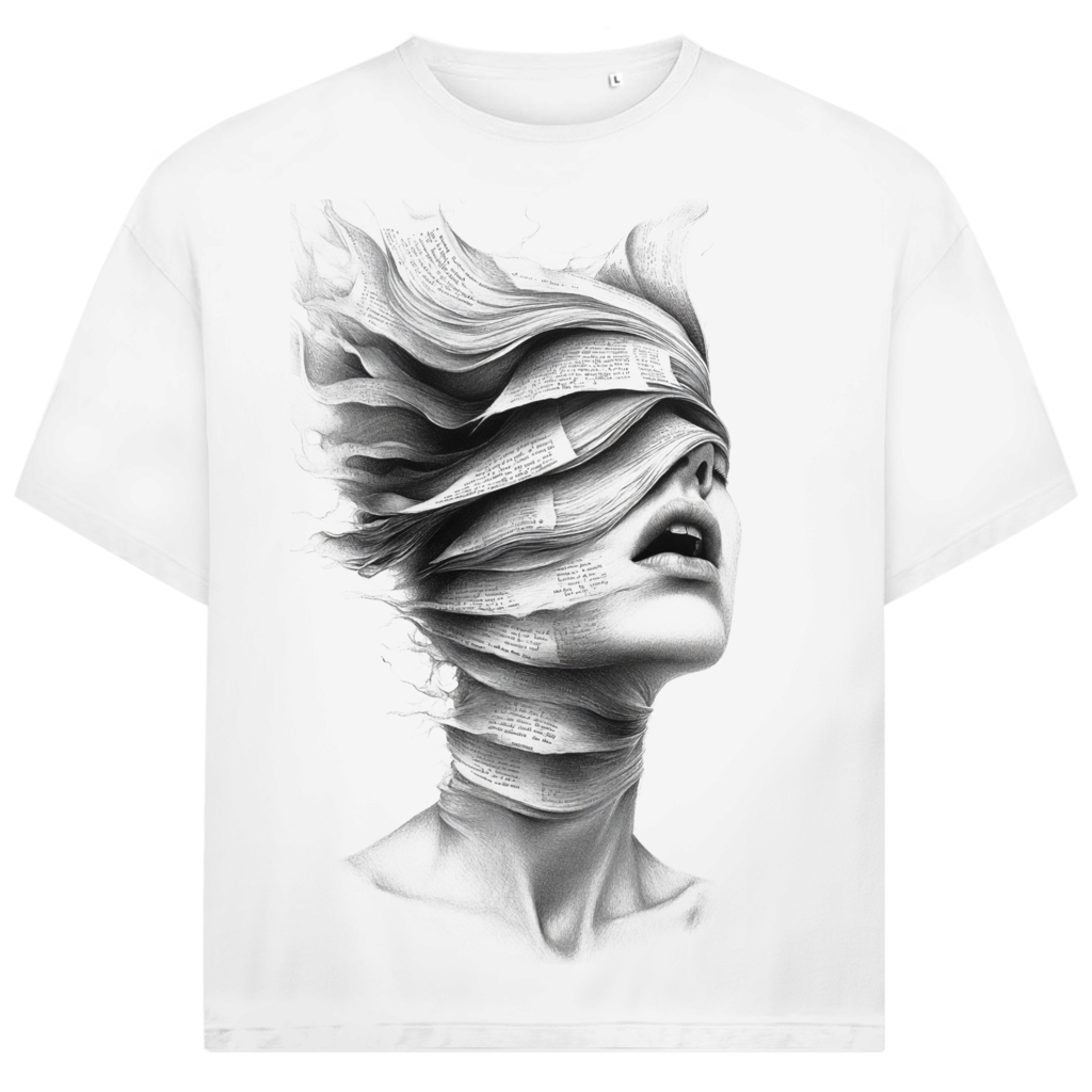 Jack &amp; Jones Herren T-Shirt Blind vor Worten Paper Face Art Oversized