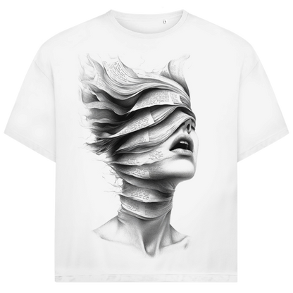 Jack &amp; Jones Herren T-Shirt Blind vor Worten Paper Face Art Oversized