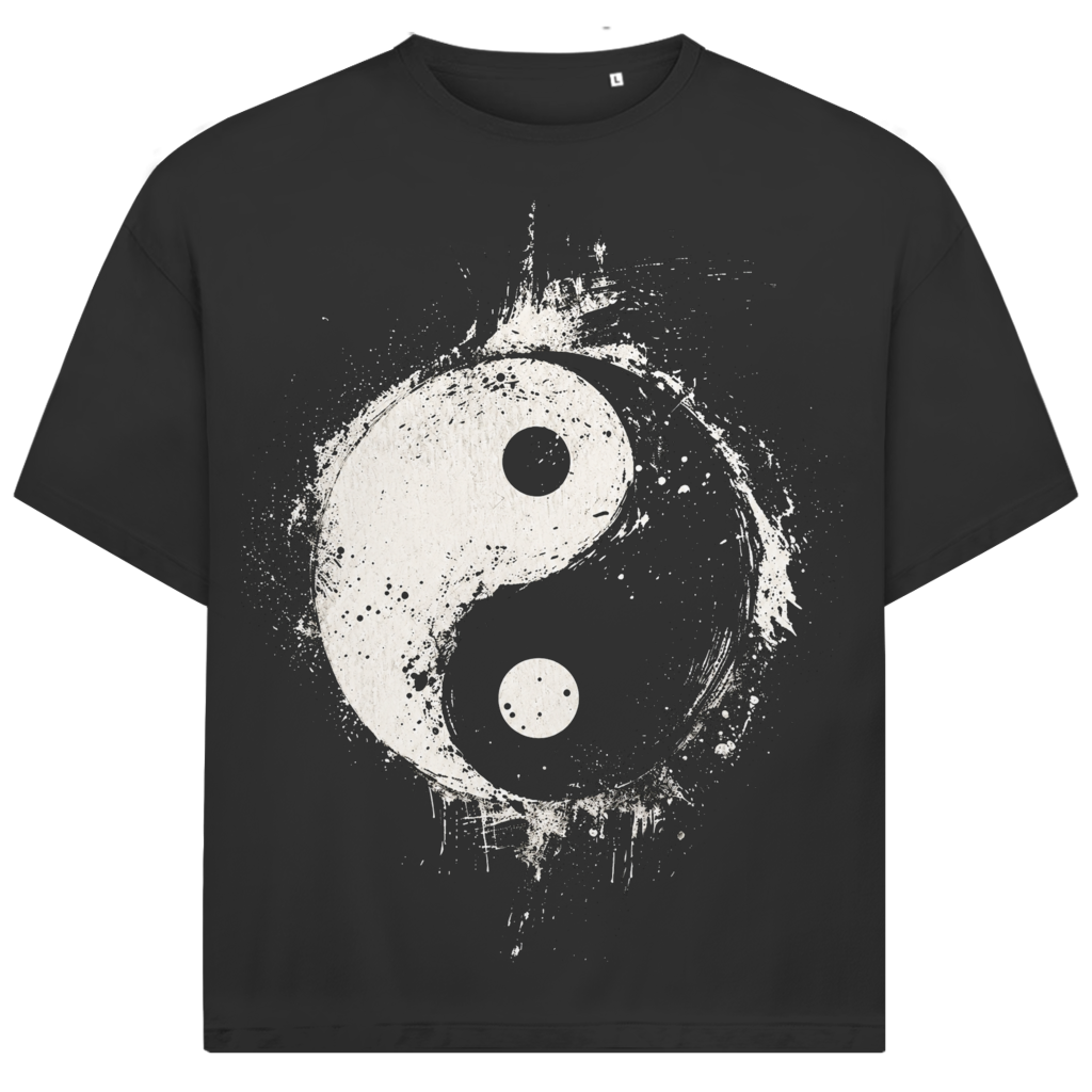Jack &amp; Jones Herren T-Shirt Yin Yang Grunge Ink Art Balance Oversized