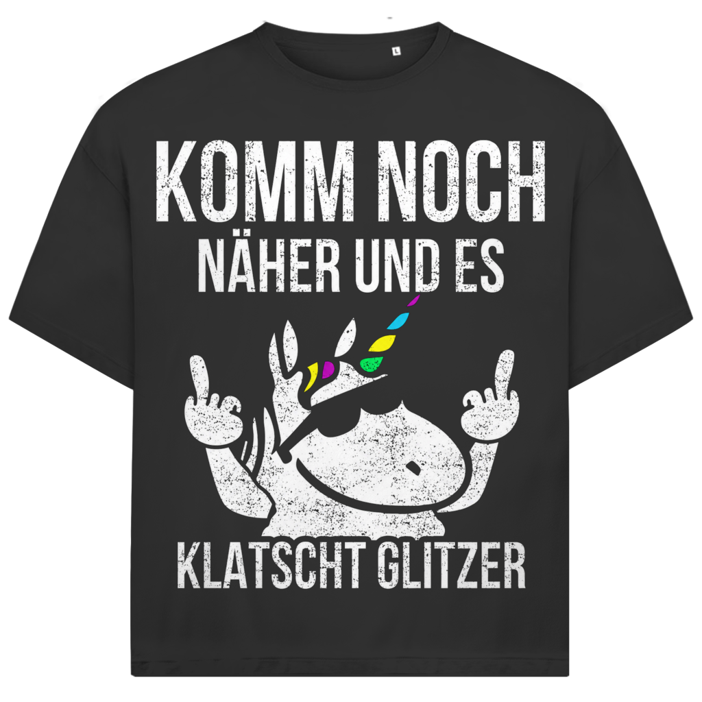 Jack &amp; Jones Herren T-Shirt Komm Noch Näher Glitzer Einhorn Oversized