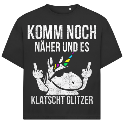 Jack &amp; Jones Herren T-Shirt Komm Noch Näher Glitzer Einhorn Oversized