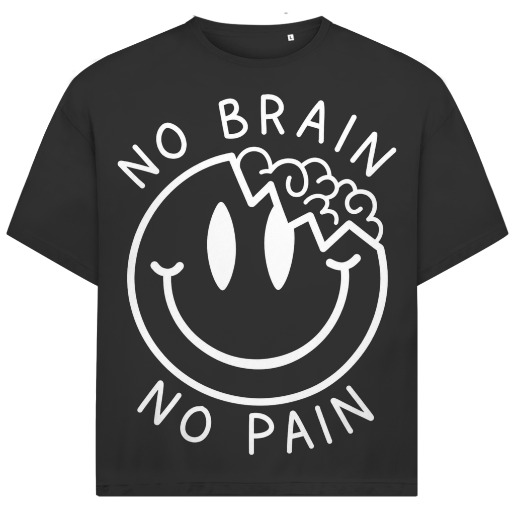 Jack &amp; Jones Herren T-Shirt No Brain No Pain Smiley Oversized