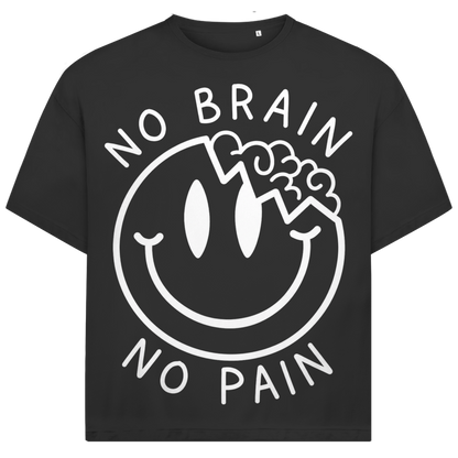 Jack &amp; Jones Herren T-Shirt No Brain No Pain Smiley Oversized