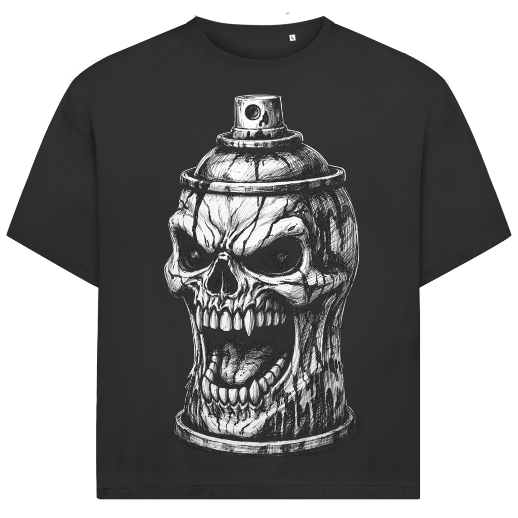 Jack &amp; Jones Herren T-Shirt Totenkopf Spraydose Graffiti Oversized