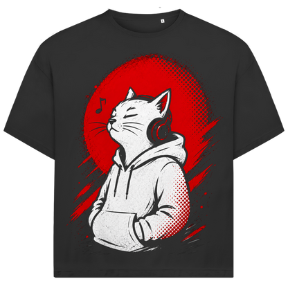 Jack &amp; Jones Herren T-Shirt Katze Kopfhörer Hoodie Musik Oversized