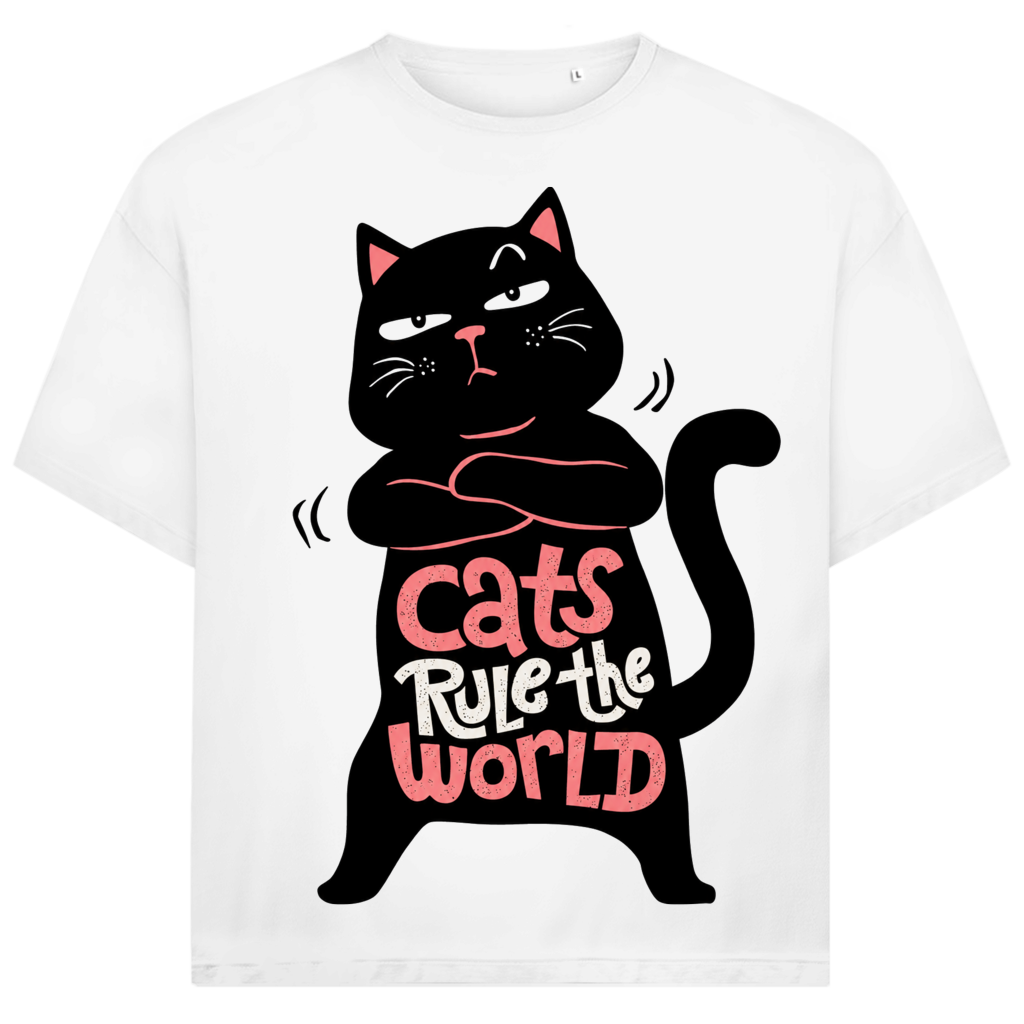 Jack &amp; Jones Herren T-Shirt Cats Rule The World Katze Oversized